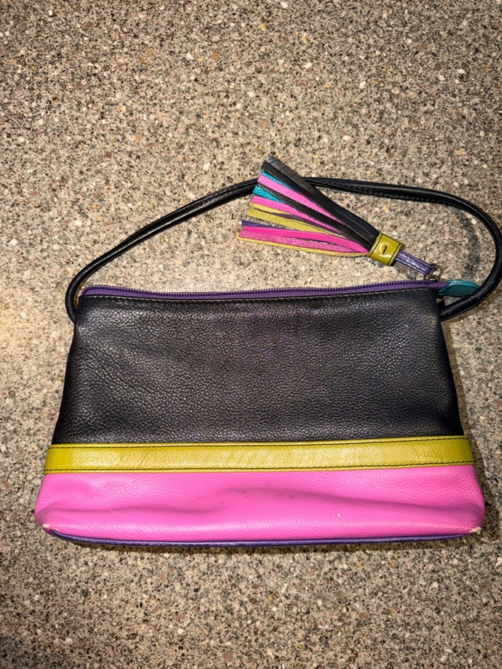 Ili New York y2k style Colorblock Leather Bag